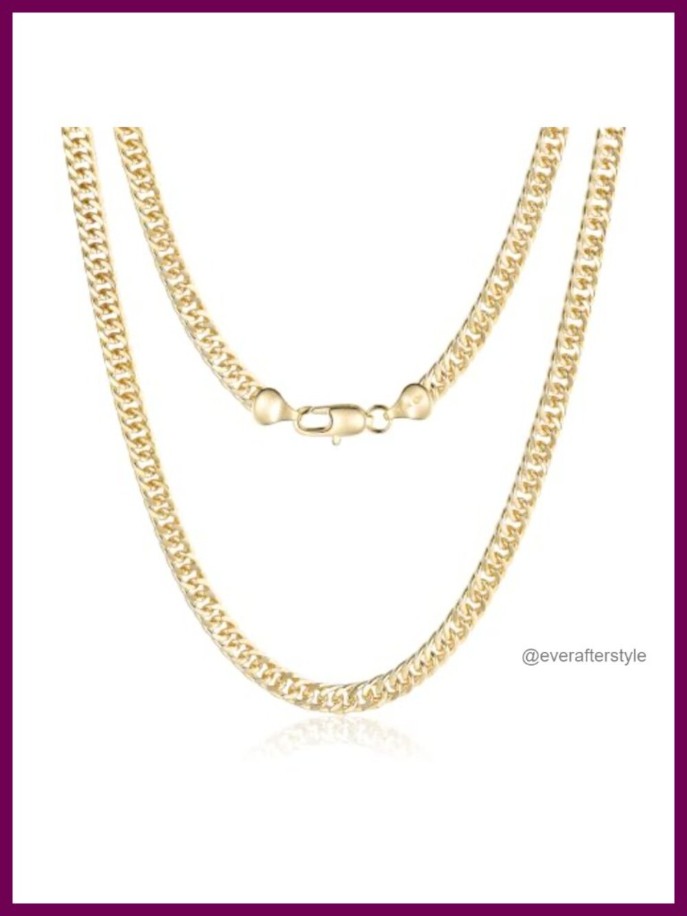 6mm 14k Gold Cuban Chain Necklace for Men Women Double Layer Lobster Clasp 24in